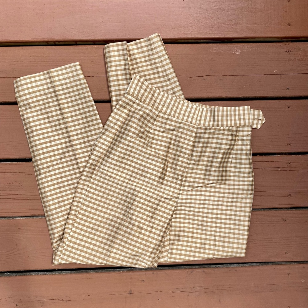 Vintage 90s Silk Liz Claiborne Checkered Trousers